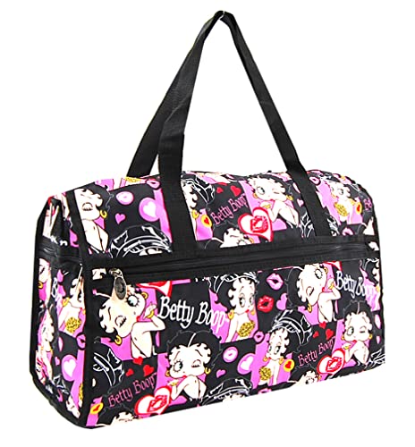 Betty Boop Large Duffel Bag with Long Strap (Black)