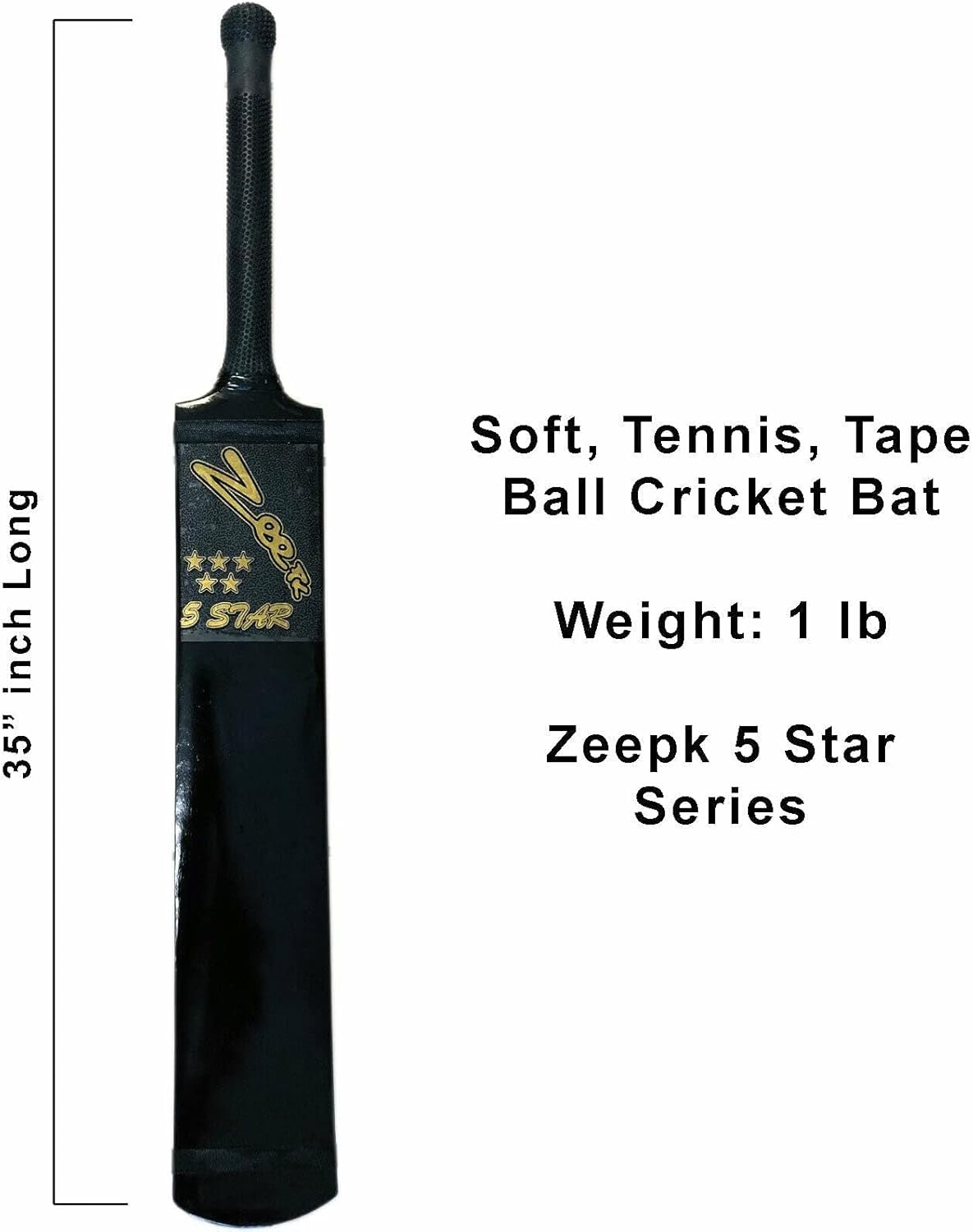 Zeepk 5 Star Tennis Tape Soft Ball Cricket Bat Full Size Kashmir Willow Handmade Full Black New Srilankan Style Blue Adult