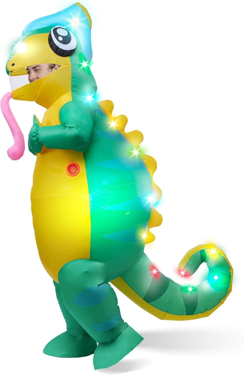 Spooktacular Creations Adult Inflatable Costume Full Body Light-up Chameleon Air Blow-up Deluxe Halloween Costume