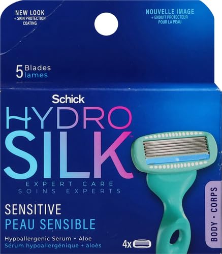 Schick Hydro Silk Moisturizing Razor Blade Refills for Women with Shower Hanger, 4 Count
