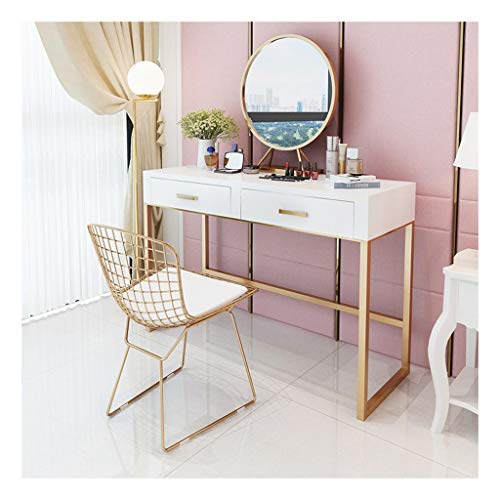 Vanity Table Set Dressing Table, Makeup Dressing Table with Drawers, Elegant Shape Design Crystal Knobs (Table 80 * 40 * 75cm)
