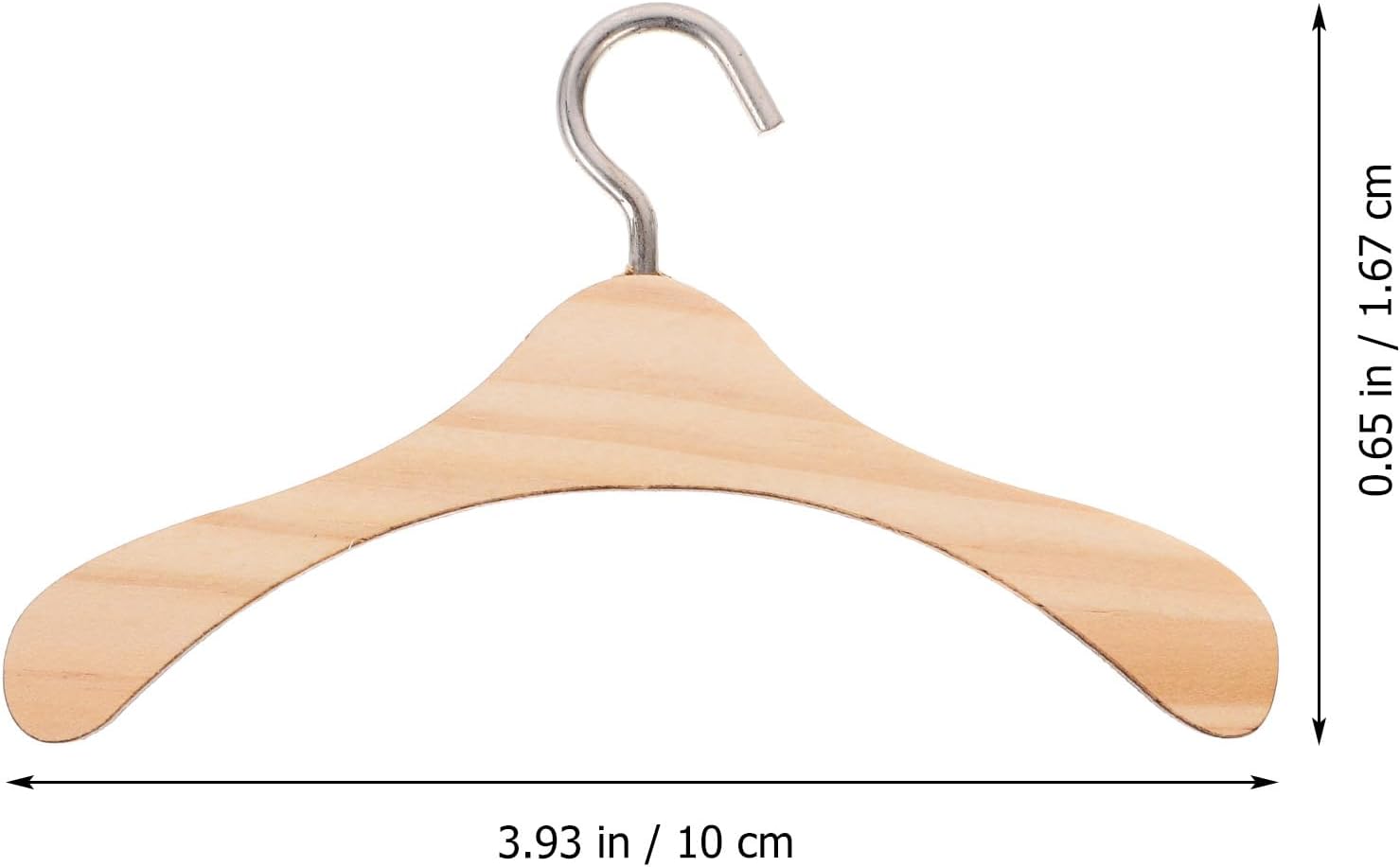 NUOBESTY 10pcs Wooden Dolls Clothes Hanger Clothes Hangers Mini Doll Closet Hangers Dollhouse Wardrobe Accessory (10cm)