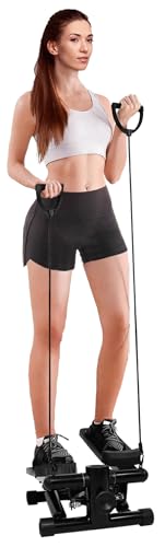Signature Fitness Mini Steppers for Exercise with Handlebar, Stair Stepper with Resistance Bands, Portable Stepper Capable of Full-Body Exercise, Low Noise and Smooth, Multiple Colors