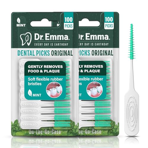 Original Dental Picks Mint Soft Rubberized Tooth Picks Easy to Use Brush Picks 100Ct/Pack, 2 Packs (200Ct)