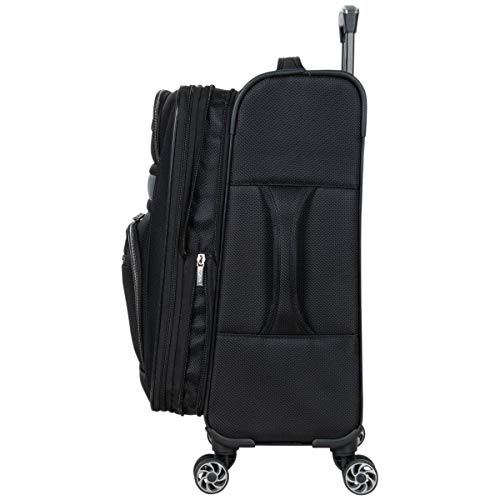 Kenneth Cole REACTION Rugged Roamer Lightweight Softside Expandable 8-Wheel Spinner Luggage, Black, 28-Inch Checked