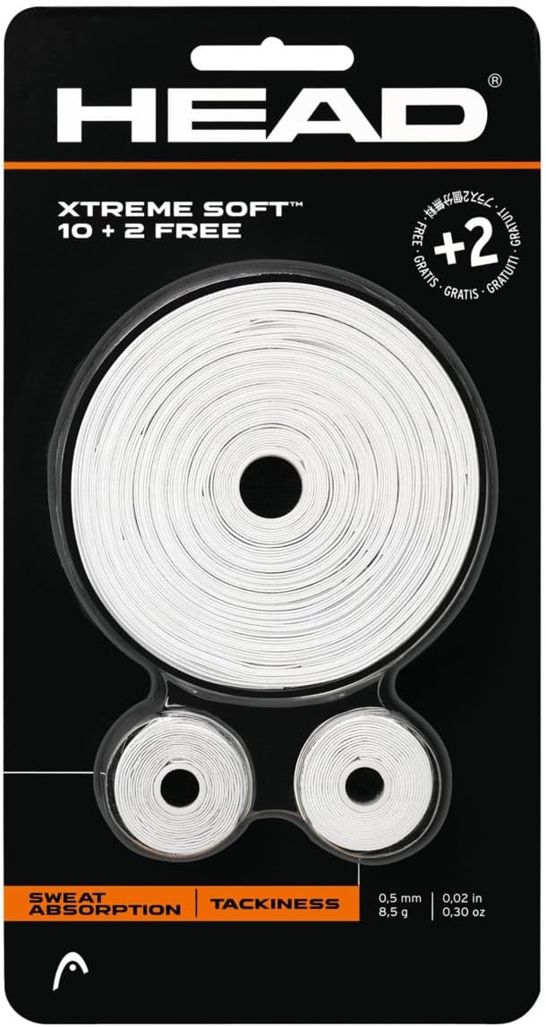 HEAD Xtreme Soft Racquet Overgrip - Tennis Racket Grip Tape - 12-Pack, White
