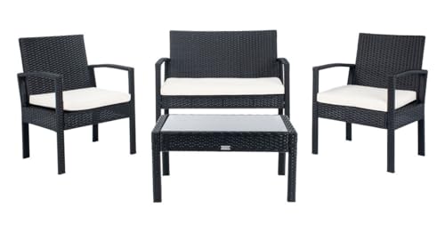Safavieh PAT7507B Collection Bassey Grey 4-Piece Outdoor Living Patio Set