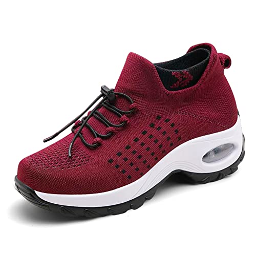 Padgene Women Walking Shoes Orthopedic Sock Sneakers Slip-On Breathable Mesh Trainers Women's Nursing Work Comfortable Casual Ladies Air Cushion Athletic Shoes Running Jogging Shoes