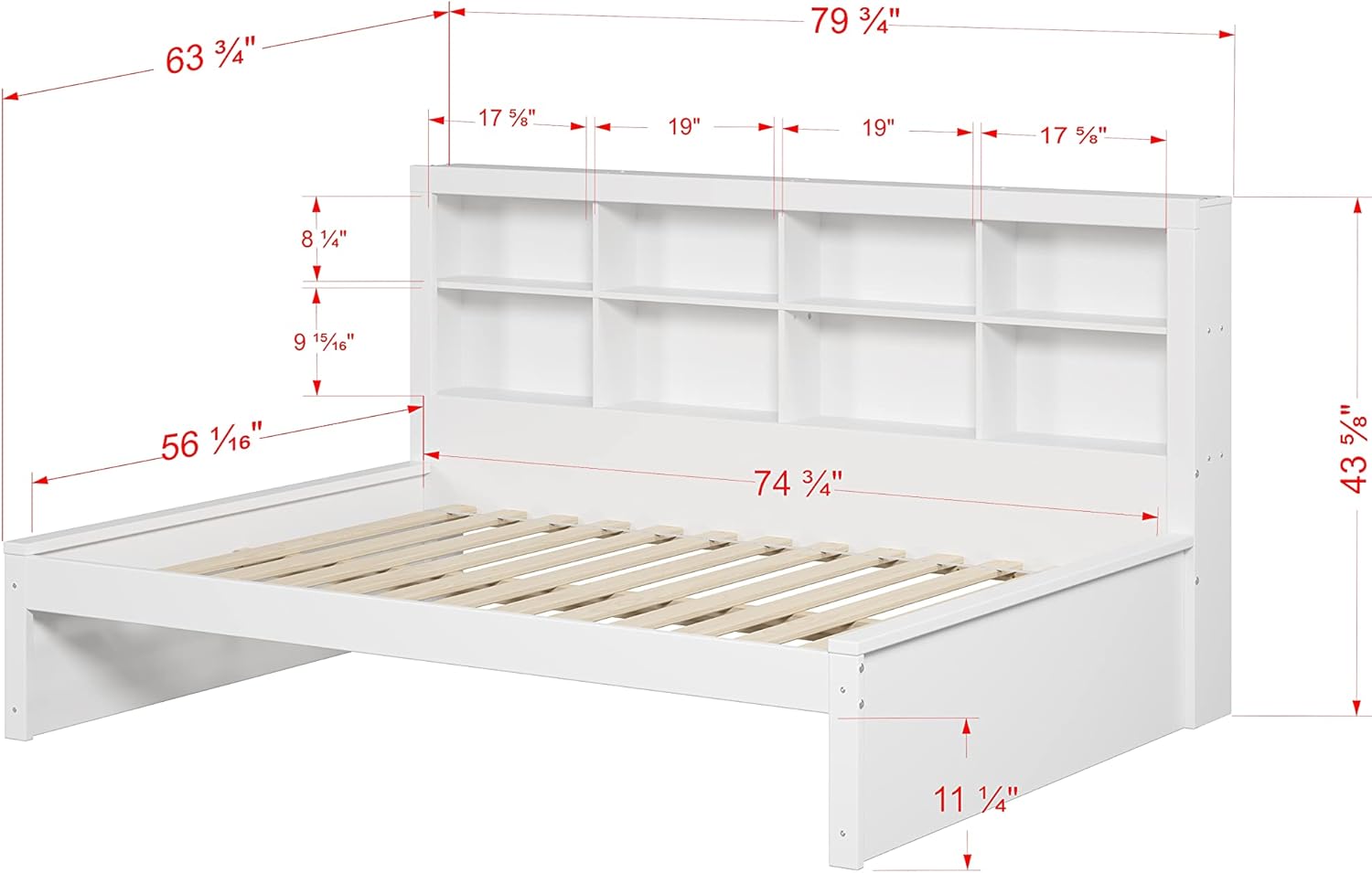 Donco Kids Full White Bookcase Daybed