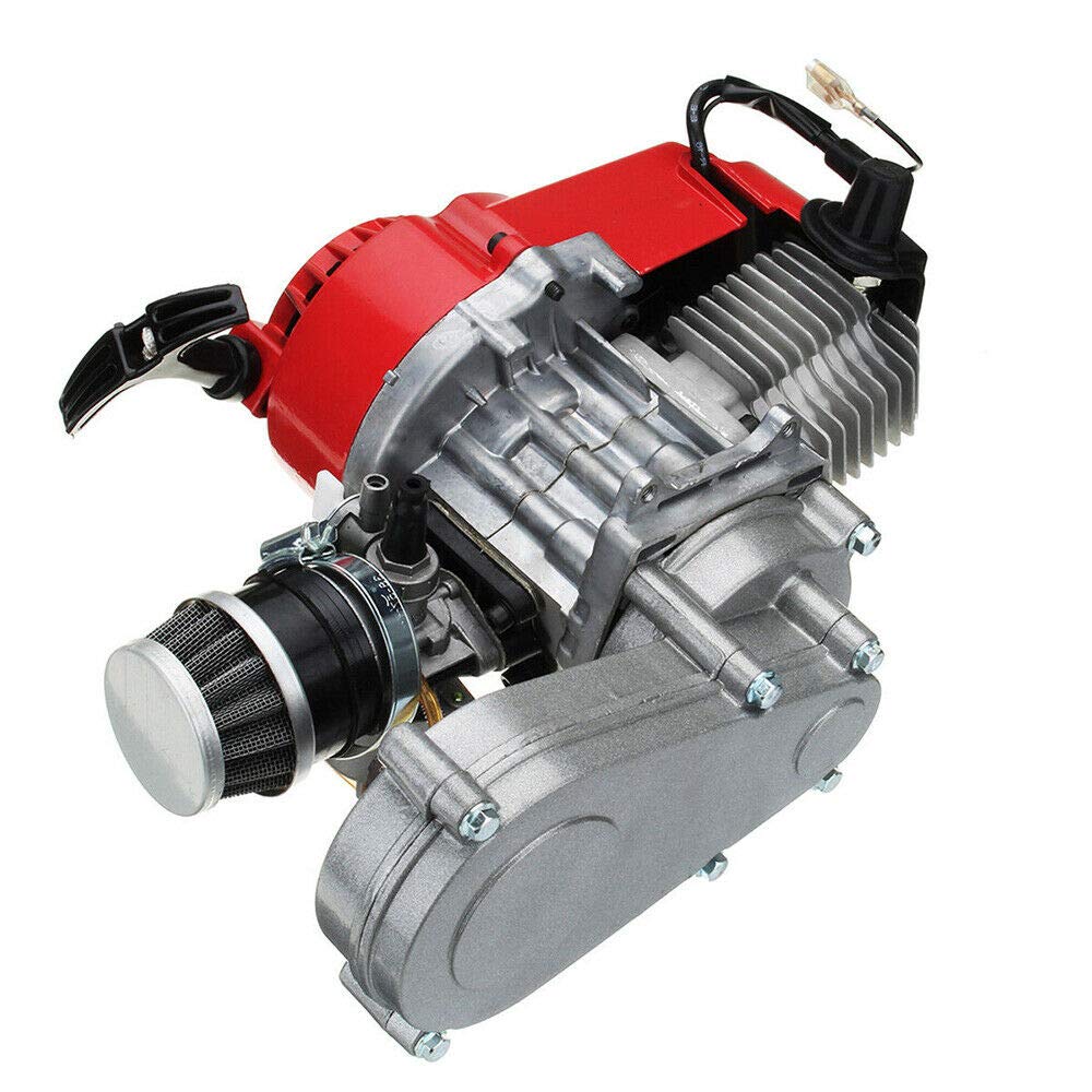 49CC Engine Motor, Single Cylinder 2-Stroke with T8F Sprocket Pull Start Complete Motor Engine for Pocket Bike Mini Dirt Bike ATV Scooter USA Stock