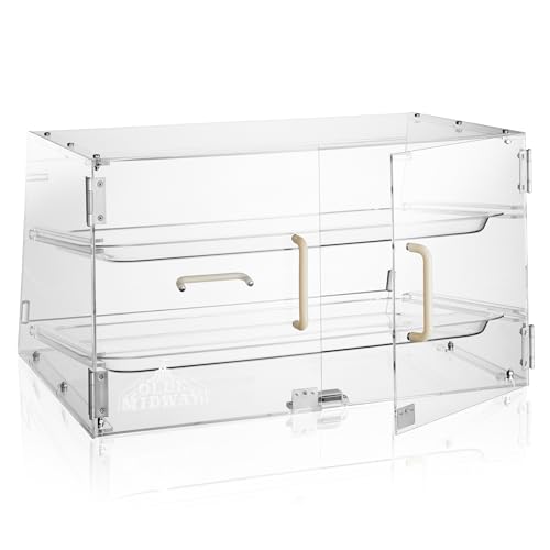 Olde Midway Pastry Display Case - 3-Tier, Commercial Acrylic Countertop Bakery Display Cabinet with Removable Trays
