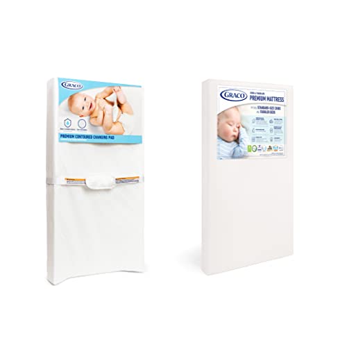 Graco Premium Nursery Essentials Starter Pack – 2-Piece Nursery Bundle with GREENGUARD Gold Certified Crib Mattress and Diaper Changing Pad, GREENGUARD Gold Certified & Formaldehyde Free Certified