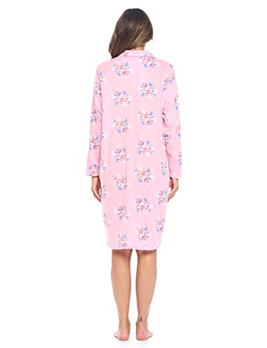 Casual Nights Women's Printed Micro Fleece Zip Up Long Sleeve Sleepwear Duster Robe