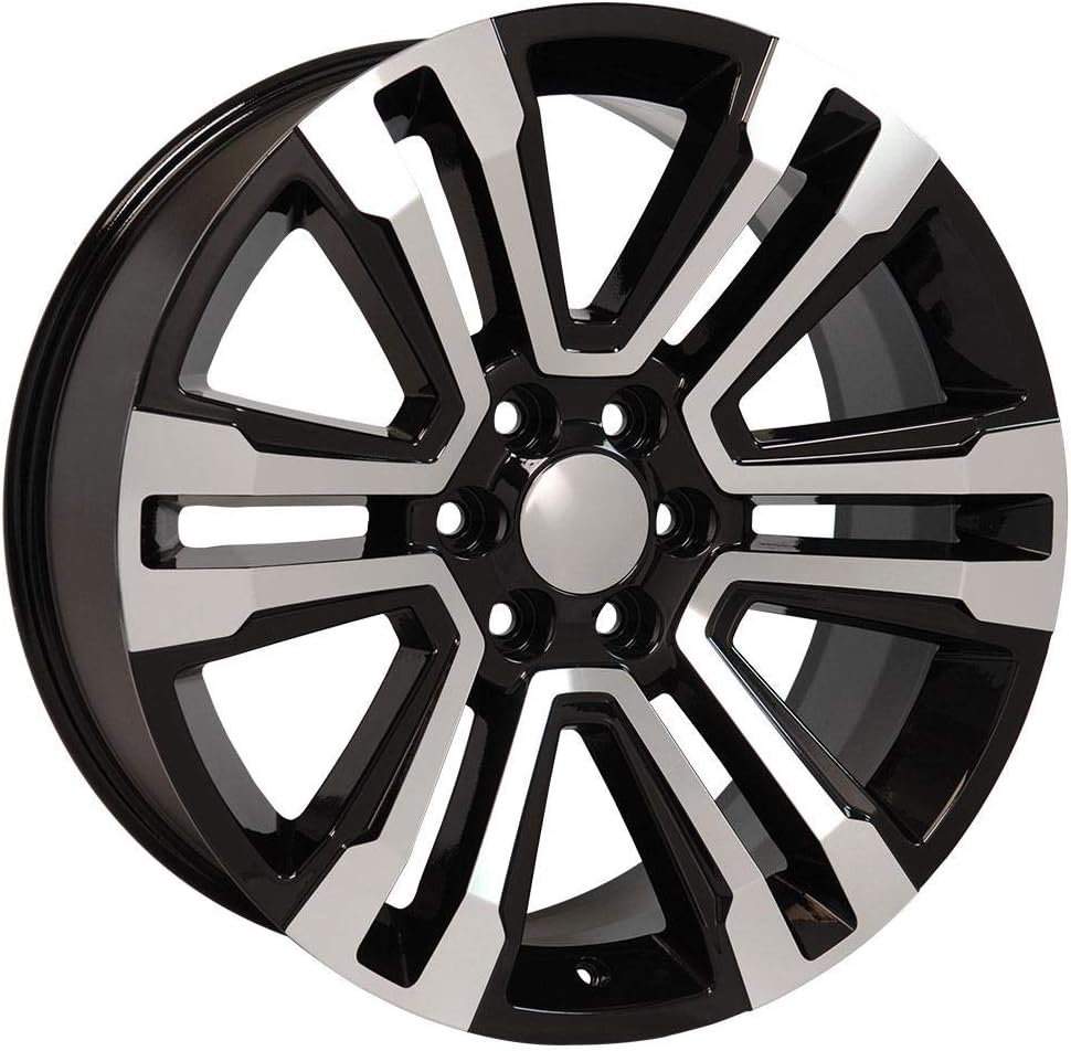 OE Wheels LLC 22 inch Rim Fits 6x139.7 Silverado Suburban Tahoe Sierra Yukon Escalade CV44 22x9 Black Machined Wheels Hollander: 5822