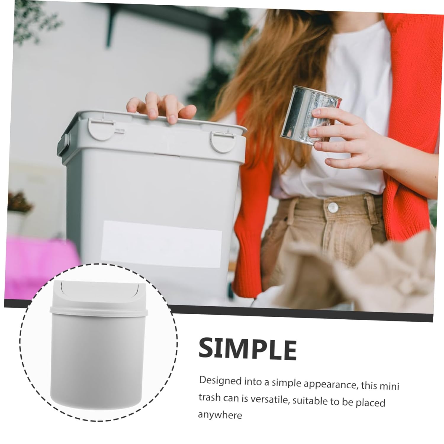 Tiny Garbage can Small Small Trash can Swivel Cover Trash bin Plastic Dressing Table Desk Crate Mini Swing bin Waste Basket for Home with Cover Wastebasket Garbage can Office