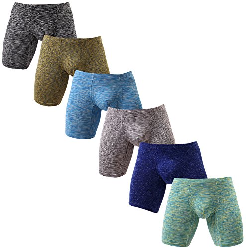 Men's No Ride Up Boxer Briefs Long Leg Underwear Low Rise Trunks with Pouch…