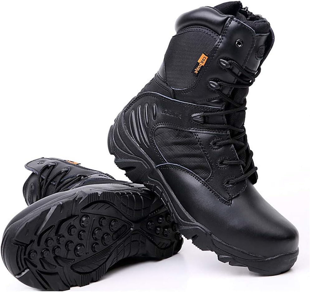 Mens Military Combat Tactical Boots Adult Mountain Boots High Leather Boot Waterproof Desert Jungle Recon Boots,Black-41