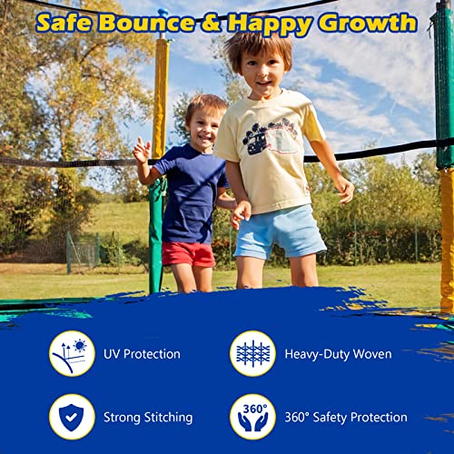 GYMAX Trampoline Net, Trampoline Enclosure for 8 10 12 14 15 16Ft Round Trampoline with Double-Headed Zippers & Buckles, Weather Resistant Anti-UV Trampoline Replacement Net