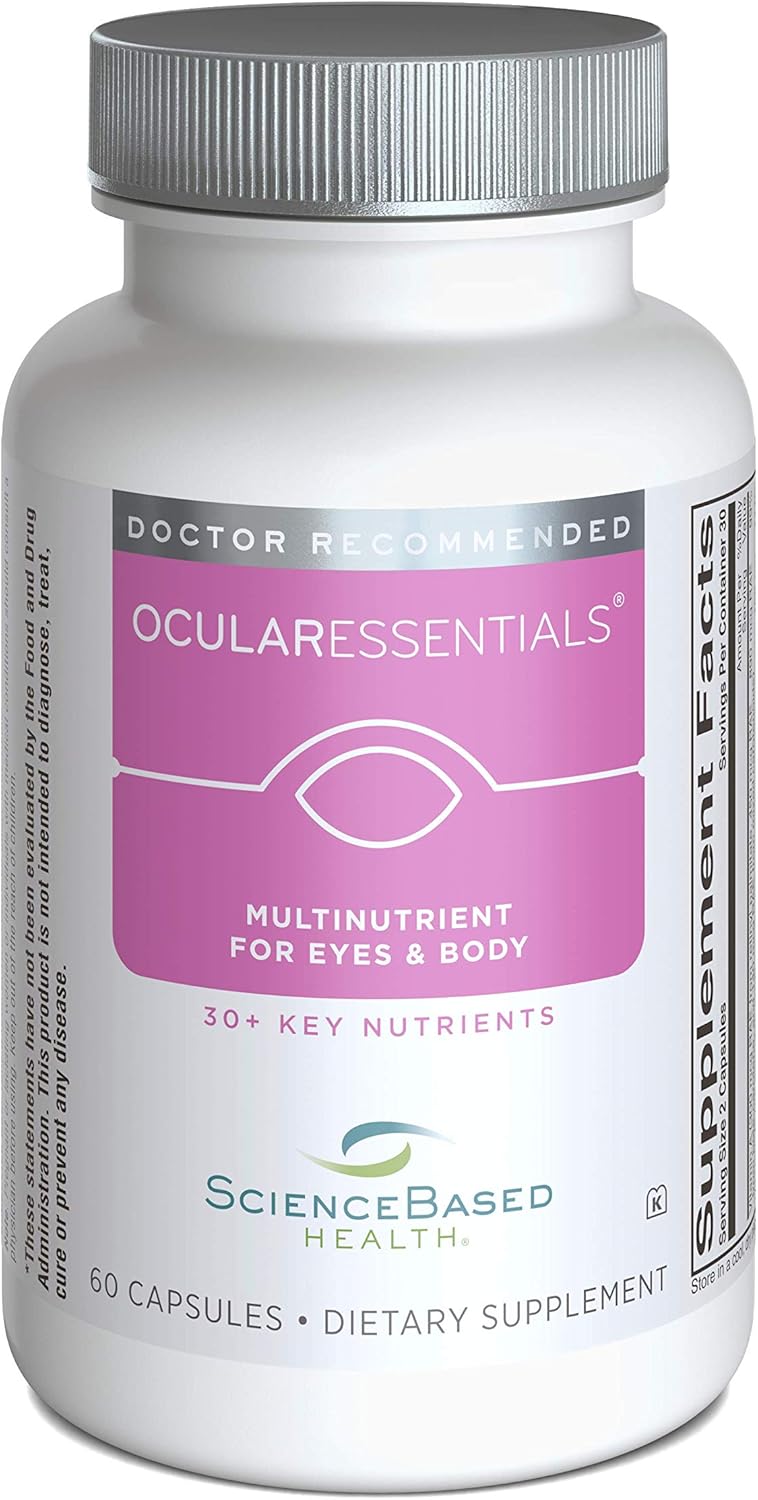 ScienceBased Health OcularEssentials Whole Body Formula - Specialized Eye & Body Multinutrient - 30 Key Ingredients - Rich in Antioxidants and Cell-Protecting Nutrients - 60 Capsules