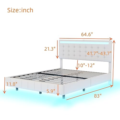 Queen Size Floating Lights and USB Charging,Modern Upholstered Platform LED Bed Frame, Black1