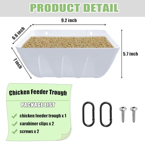 Hanging Chicken Feeder Trough, 4 Pack Fence Feed Feeder for Goat Sheep Deer Poultry Duck Livestock Feeding Container Goats Supplies Feeders Waterer Bucket