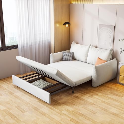 Sleeper Sofa Bed - 3 in 1 Sofa Bed Futon Sofa Convertible Queen Size Pull Out Sleeper Couch Bed with Storage Chaise for Living Room, Twin Sofa Bed With 2 Pillows, 61.8