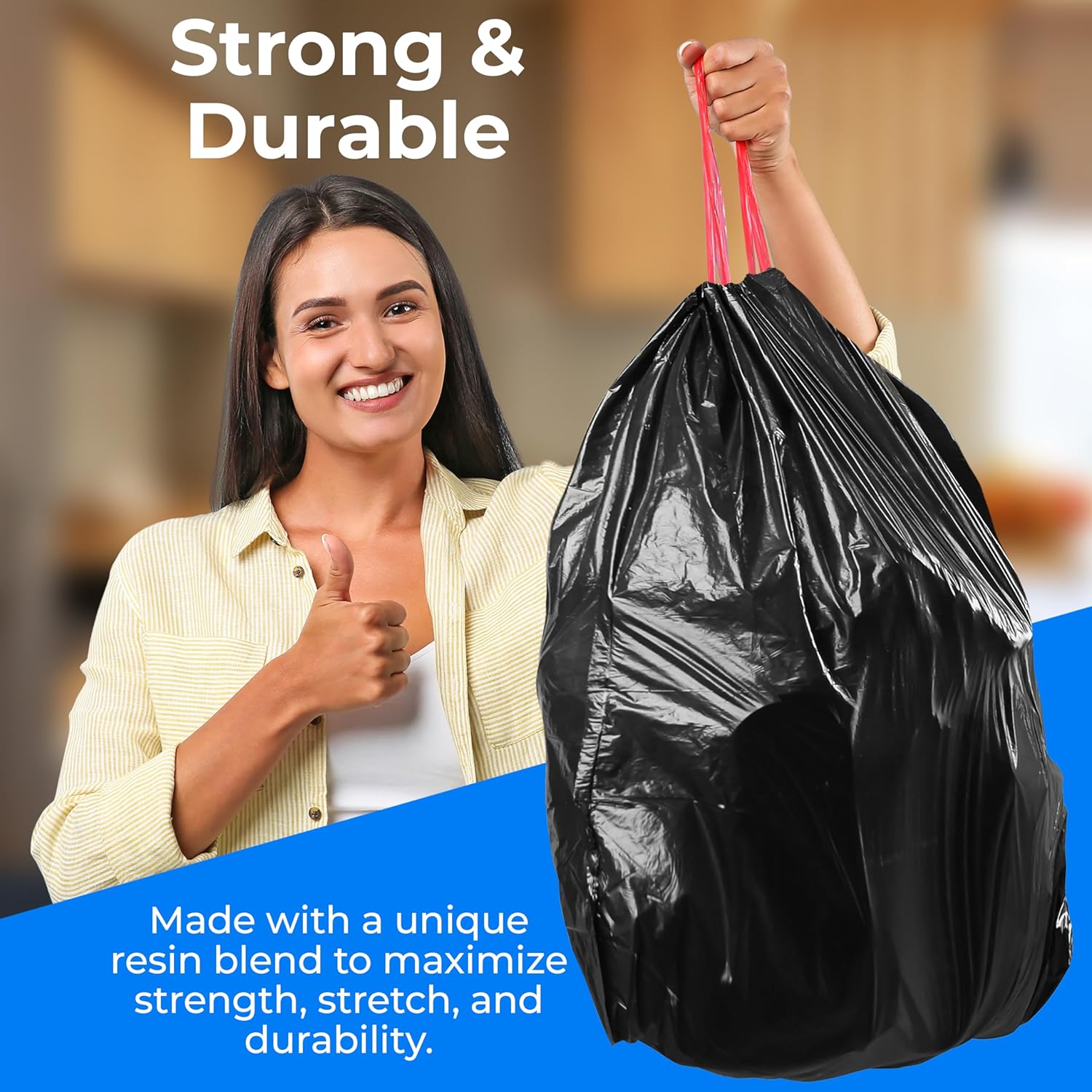 39 Gallon Trash Bags Heavy Duty Drawstring (100 Count) Lawn and Leaf Bags 39 Gallon, Large Black Trash Bags, Lawn Trash Bags, Garden Trash Bags for Outdoors