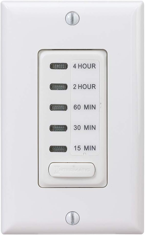 Intermatic EI215W 15/30/60 Minute, 2/4 Hour SPST 1800-Watt in-Wall Countdown Timer, White