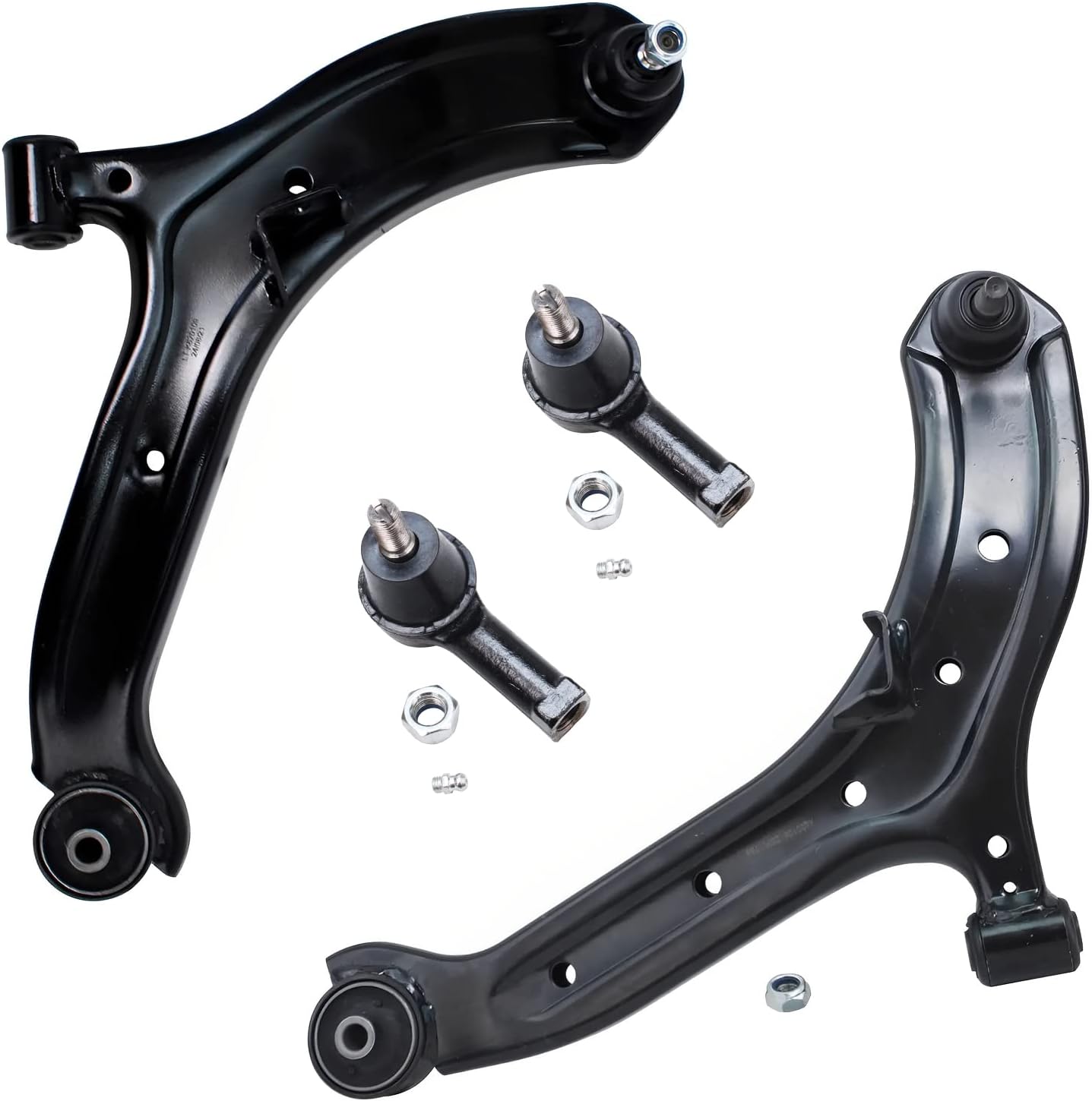 Detroit Axle - 4pc Front End Control Arms Kit for Hyundai Accent 2000-2005, 2 Lower Control Arms w/Ball Joints 2 Outer Tie Rod End Links 2001 2002 2003 2004 Replacement