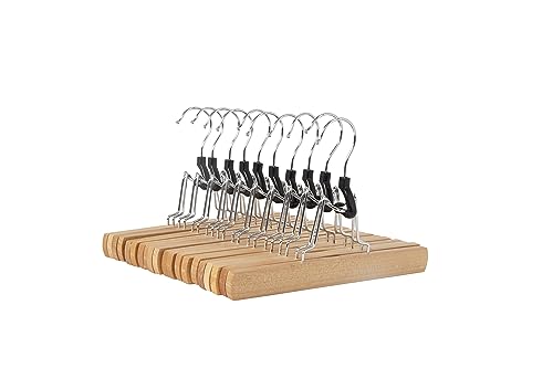 Amazon Basics Wooden Pants Hangers - Natural, 20-Pack