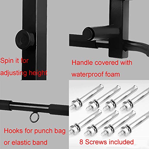 Joist Mounted Pull Up Bar Height Adjustable, Ceiling Mount Chin Up Bar, Heavy Duty Home Gym Strength Training Equipment Max Load 660lbs