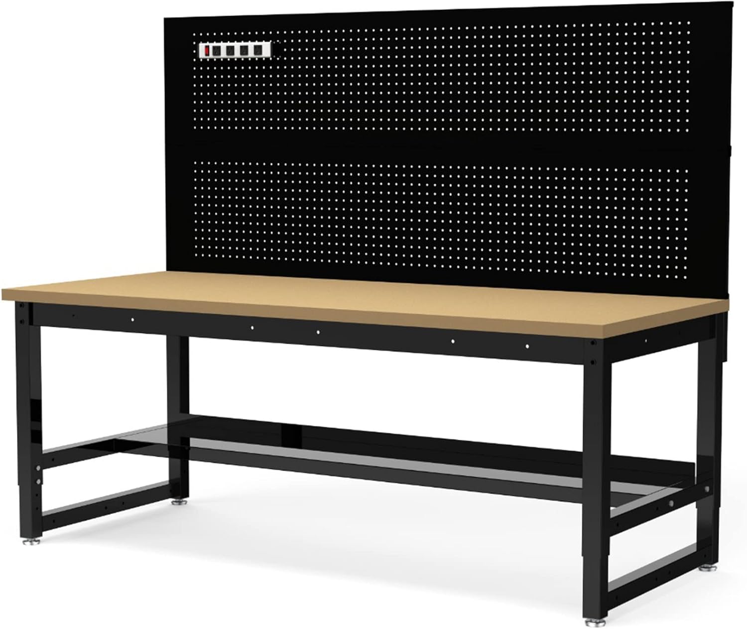 Luxor Heavy-Duty Wooden Worktable/Workstation for Workshop, Garage, Office, Industrial Workbench,Black