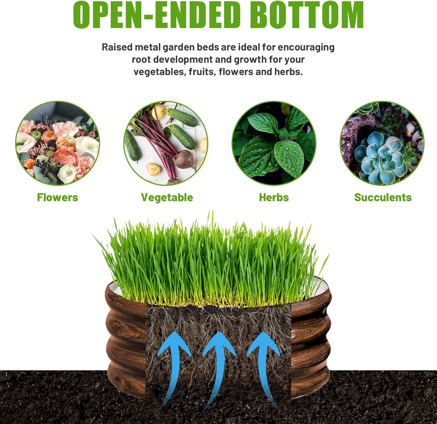 SnugNiture 2 Pcs 4x2x1ft Oval Metal Garden Bed. 3 Pcs 2x2x1ft Round Galvanized Raised Garden Bed