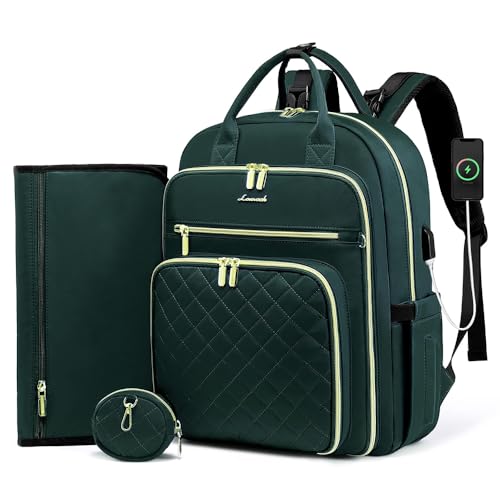 LOVEVOOK Baby Diaper Bag,Waterproof Diaper Backpack with USB Charging Port for Bab, Large Capacity Fit for 15.6 inch Laptop,Dark Grey