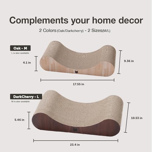 Necoichi Cardboard Cat Scratcher Bed for Indoor Cats - Cat Scratching Board, Horizontal Cat Scratch Pad Lounger with Reversible Usability and Extra Comfort for Lounge, Curved (18