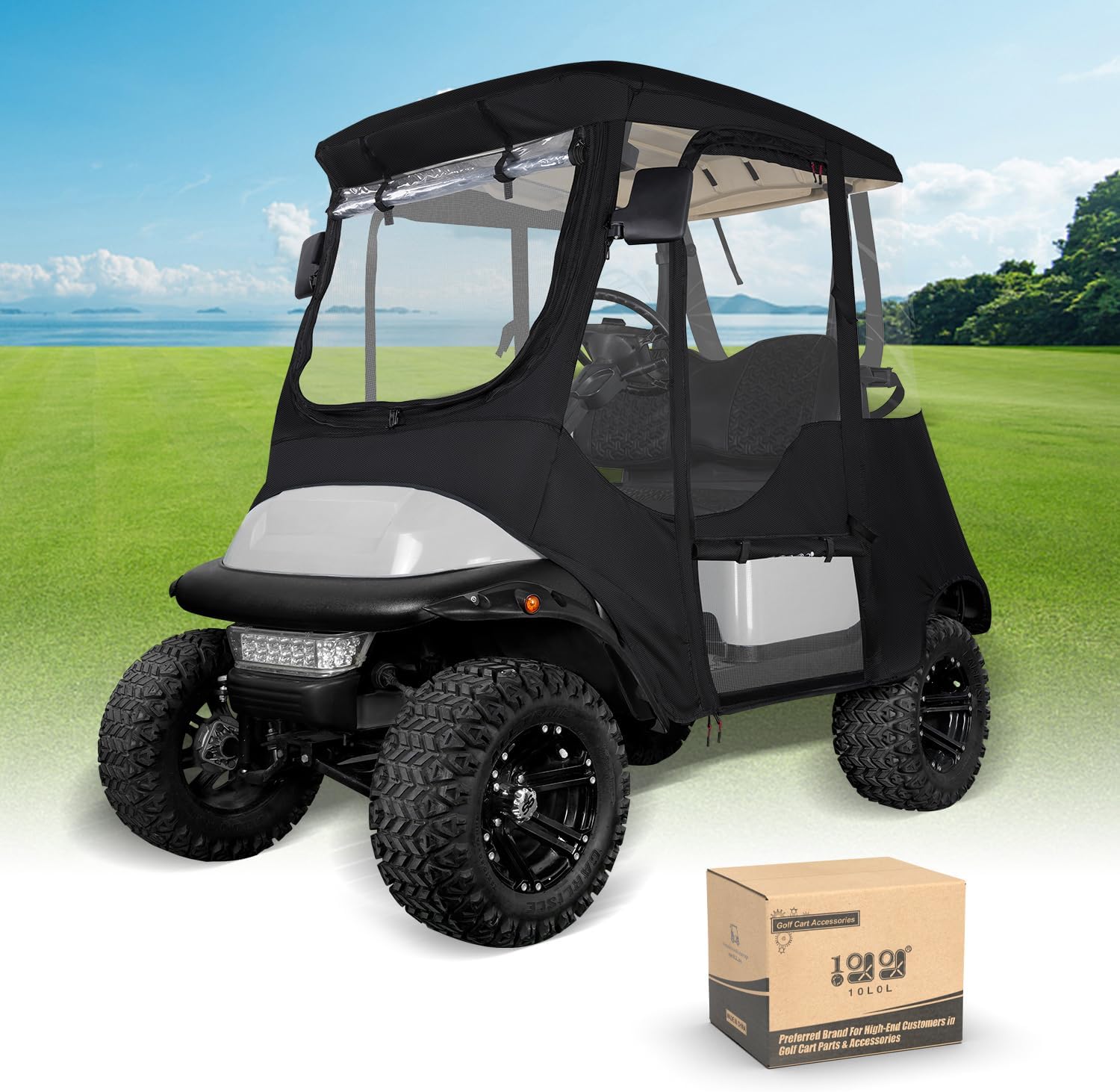 10L0L Golf Cart Enclosure - Waterproof Windproof Cover fit for 2 Passengers Club Car Precedent, 2024 Upgrade Mosquito-Proof Nanofiber Mesh, Portable Transparent Golf Cart Cover Driving Enclosure