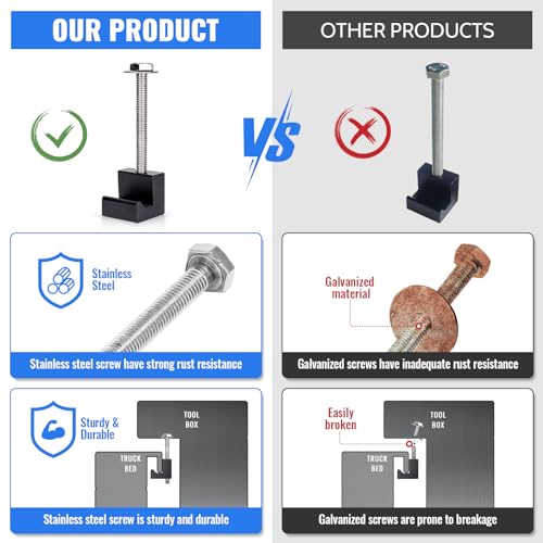 AA-Racks P-AC-07 Pickup Truck Tool Box Tie Downs Aluminum J Hook Crossover 2 Pack, Black