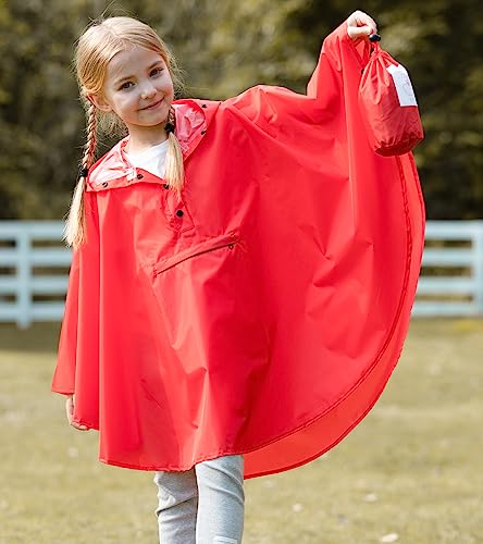 SaphiRose Lightweight Kids Rain Poncho Jacket Waterproof Outwear Rain Coat