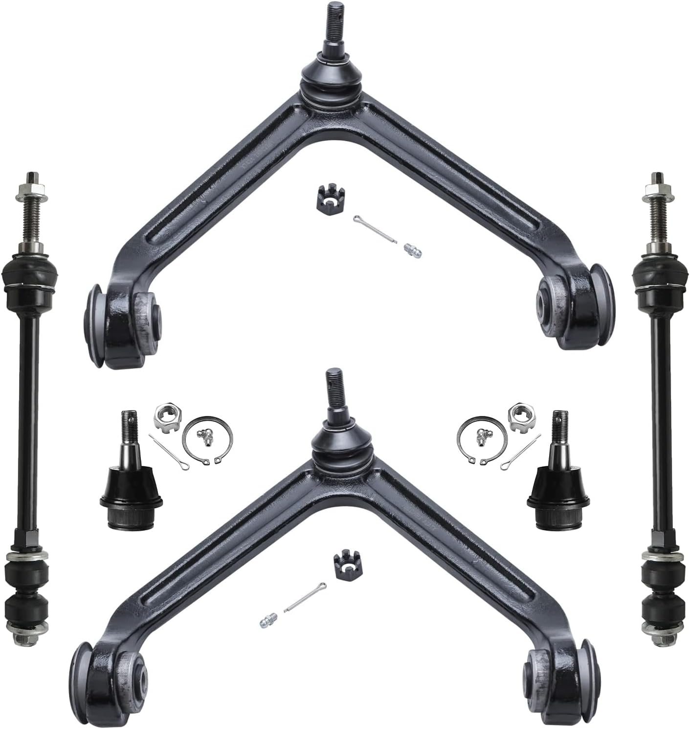 Detroit Axle - 4WD Front End Control Arms Kit for 2002-2005 Dodge Ram 1500 2003 2004, 2 Upper Control Arms Assembly 2 Lower Ball Joints 2 Sway Bar End Links Replacement - 6pc Set