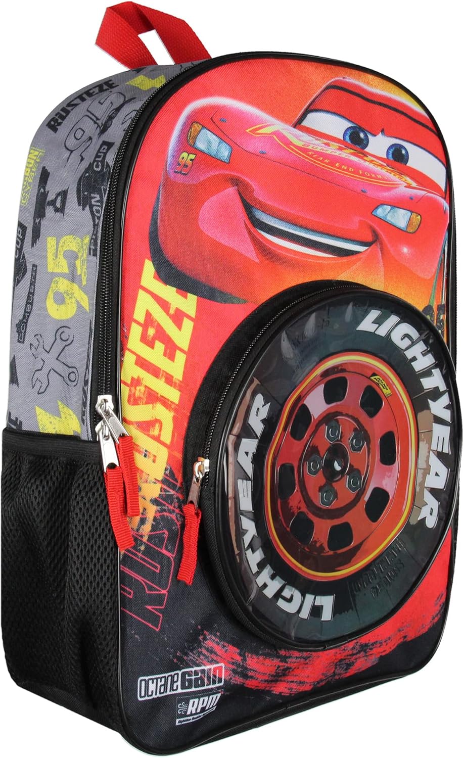 Disney Cars Lightning McQueen Backpack 3D Tire Pocket Travel School Backpack