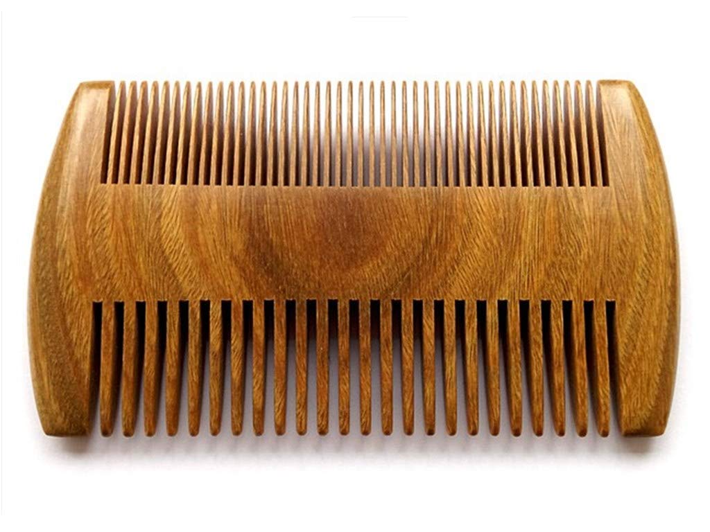 2 PCS Handmade Natural Green Sandalwood No Static Combs Pocket Combs Perfect Beard Combs with Aromatic Scent for Long and Short Beards Perfect Mustache Combs(4