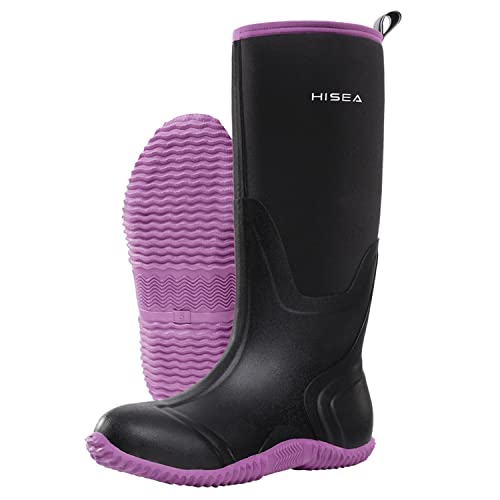 HISEA Women's Rain Boots, Waterproof Insulated Rubber Neoprene Boots, Durable Anti-Slip Knee High Outdoor Work Boot for Hunting Gardening Farming Yard Mud Working, Size US Women 5-11