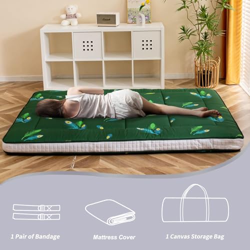 Extra Thick Futon Floor Mattress, Japanese Folding Roll Up Padded Mattress Sleeping Pad, Foldable Camping Portable Mattress Shikibuton, Bed Mattress Topper, Floor Lounger Guest Bed for Car Couch