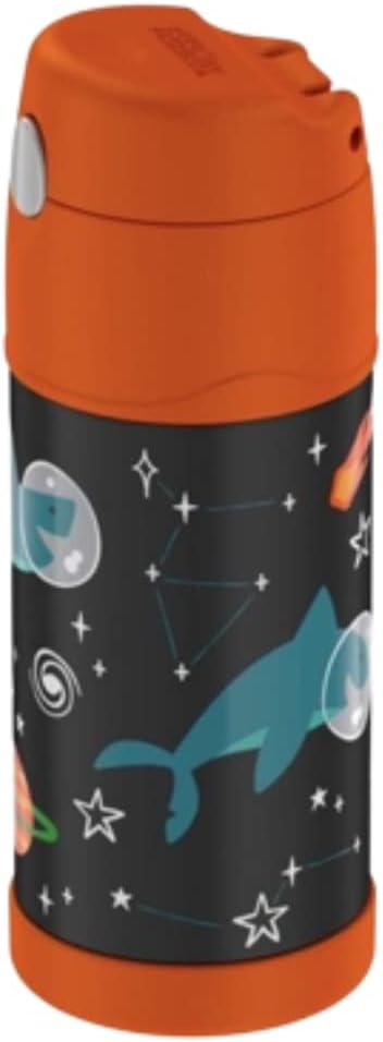 THERMOS FUNTAINER F4101 Stainless Steel Kids Bottle, 12 Ounce, Space Shark
