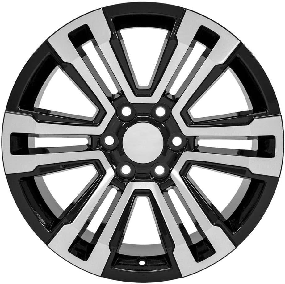 OE Wheels LLC 20 inch Rim Fits Yukon Denali Wheel CV44 20x9 Black Mach'd Wheel Hollander 5822 SET