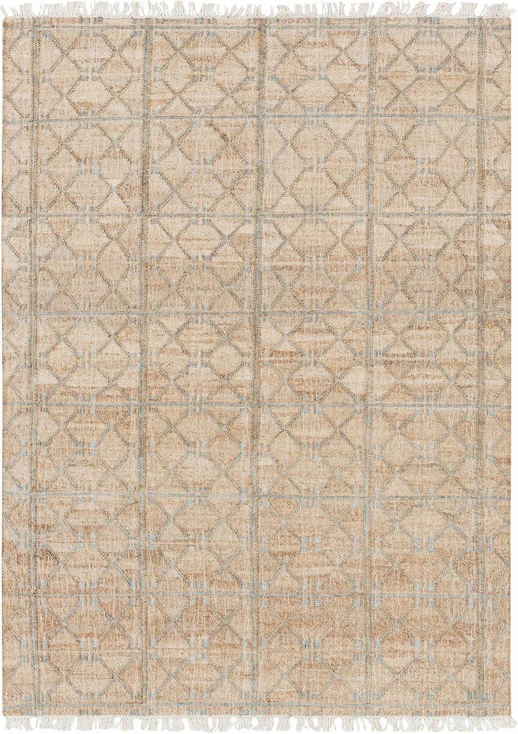 Hauteloom Rice Dusty Sage Jute Living Room, Bedroom Area Rug - Natural Fiber - Beige, Green - 5' x 7'6