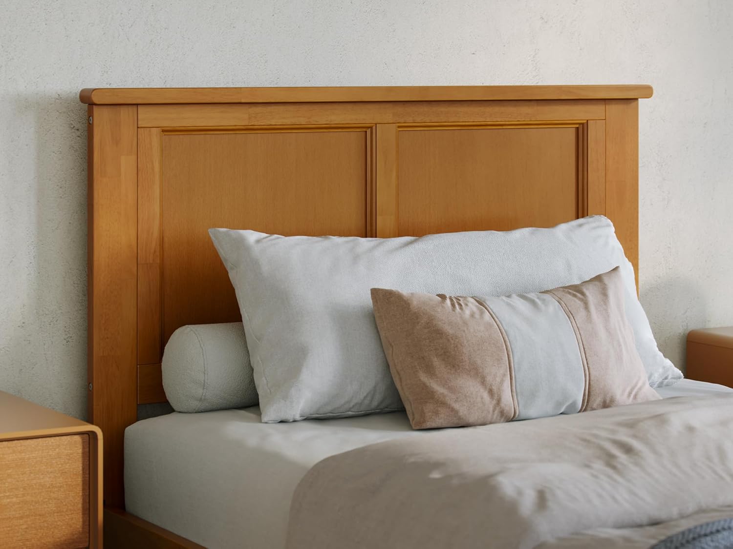 AFI Madison Twin XL Solid Wood Platform Bed with Footboard & Storage Drawers in Light Toffee