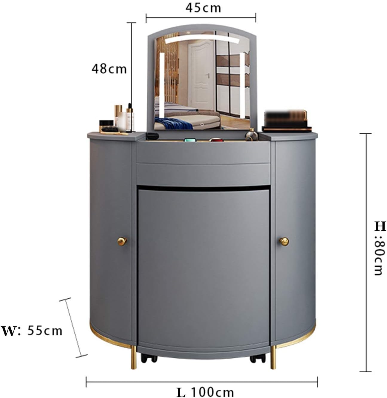 Vanity Table Set Modern Dressing Table with Mirror,Drawers, Stool, for Bedroom, Dressing Room