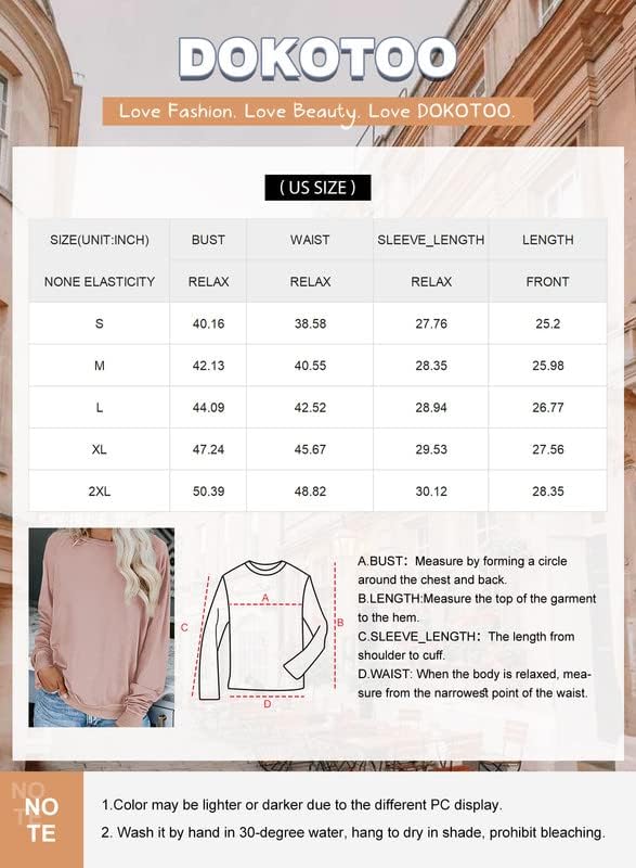 Dokotoo Womens Sweatshirt 2024 Crewneck Long Sleeve Casual Loose Pullover Sweatshirts Tops Shirts