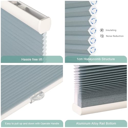 Homebox Cordless 100% Blackout Cellular Shades for Home,Shades for Indoor Windows, Honeycomb Blinds 18